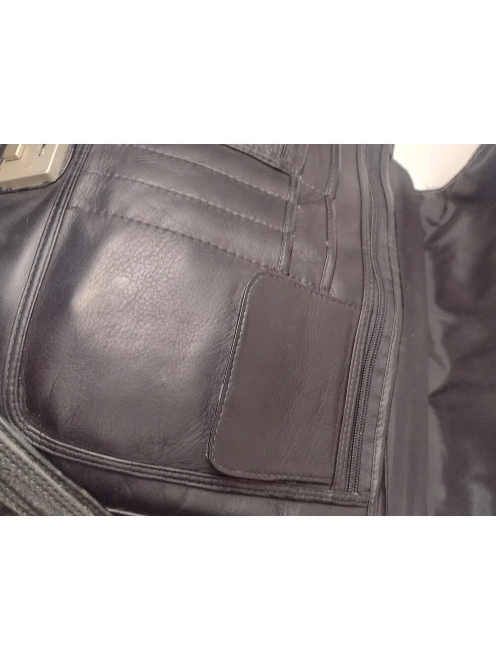 90s Black Genuine Leather Expandable Briefcase Amiet Swiss Lock Executive Bag